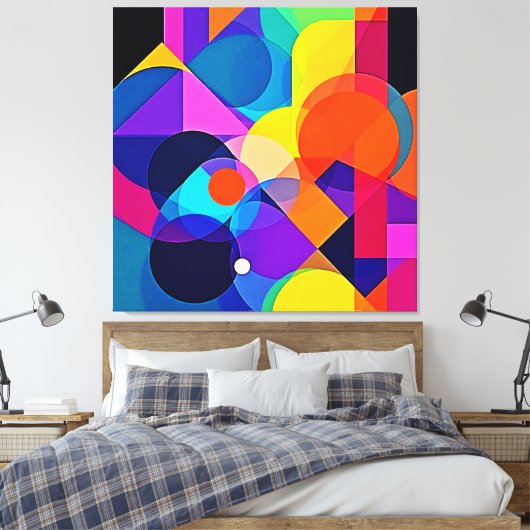 Overlappende tinten: abstracte fusie canvas afdruk (Insitu (Slaapkamer))