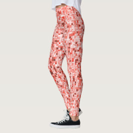 Overlappende vierkanten, tonen van rood of koraal leggings