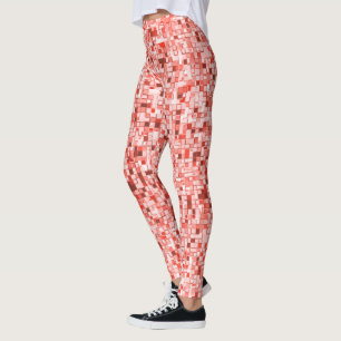Overlappende vierkanten, tonen van rood of koraal leggings