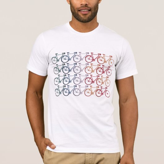 Overlappende wielen 20 fietsen wit t-shirt (Voorkant)