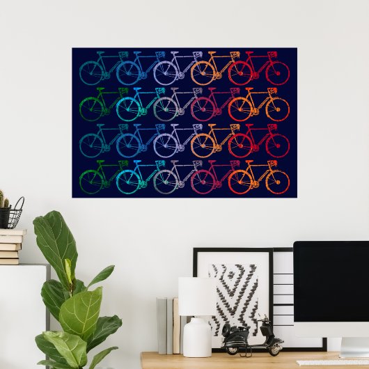 Overlappende wieltjes, kleurrijk fietsendecor poster (Thuiskantoor)