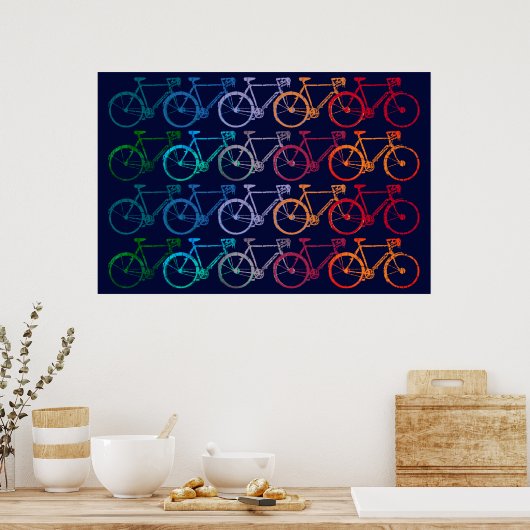 Overlappende wieltjes, kleurrijk fietsendecor poster (Keuken)