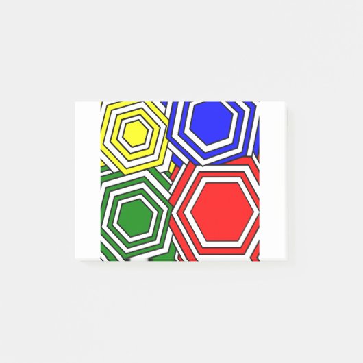 Overlappende zeshoeken post-it® notes (Voorkant)