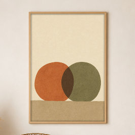 Overlappende zonnen Gouache Boho-kunstposter Poster