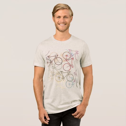 Overlapping Bicycles Tri-Blend Shirt voor hem (Voorkant volledig)