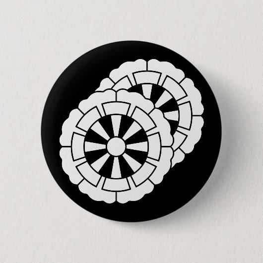 Overlapping bloemvormige Genji karren Ronde Button 5,7 Cm (Voorkant)