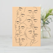 Overlapping Faces Print, Minimalist Line Art, Face Kaart (Staand voorkant)