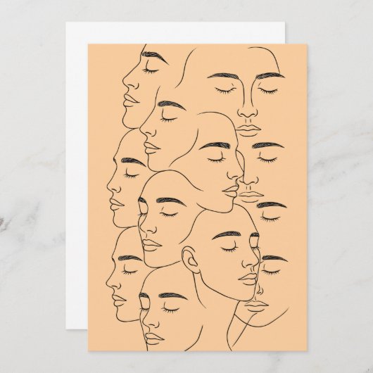 Overlapping Faces Print, Minimalist Line Art, Face Kaart (Voorkant / Achterkant)