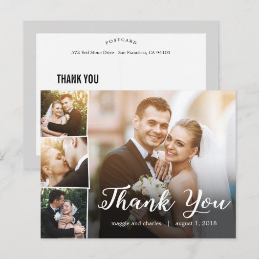 Overlapping foto's bruiloft Dank u kaart Briefkaar (Voorkant / Achterkant)