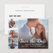 Overlapping foto's bruiloft Save the Date Briefkaa Aankondigingskaart (Voorkant / Achterkant)
