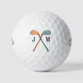 Overlapping Golf Clubs Customizable Initials Favor Golfballen (Voorkant)