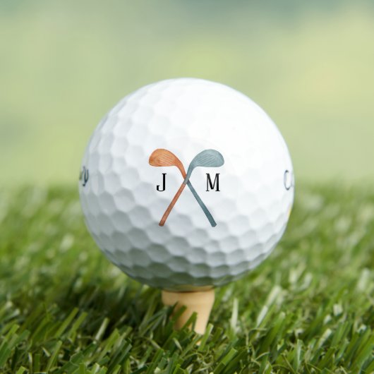 Overlapping Golf Clubs Customizable Initials Favor Golfballen (Insitu Shirt)