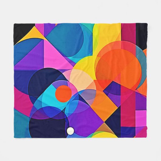 Overlapping Hues: Abstract Fusion Fleece Deken (Voorkant (Horizontaal))