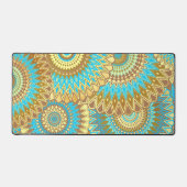 Overlapping Mandala Blauw Bruin Goud Bureaumat (Voorkant)