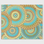 Overlapping Mandala Blauw Bruin Goud Cadeaupapier (Vlak)