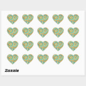 Overlapping Mandala Blauw Bruin Goud Hart Sticker (Vel)