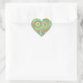 Overlapping Mandala Blauw Bruin Goud Hart Sticker (Tas)