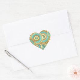 Overlapping Mandala Blauw Bruin Goud Hart Sticker