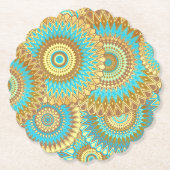 Overlapping Mandala Blauw Bruin Goud Kartonnen Onderzetters (Voorkant)