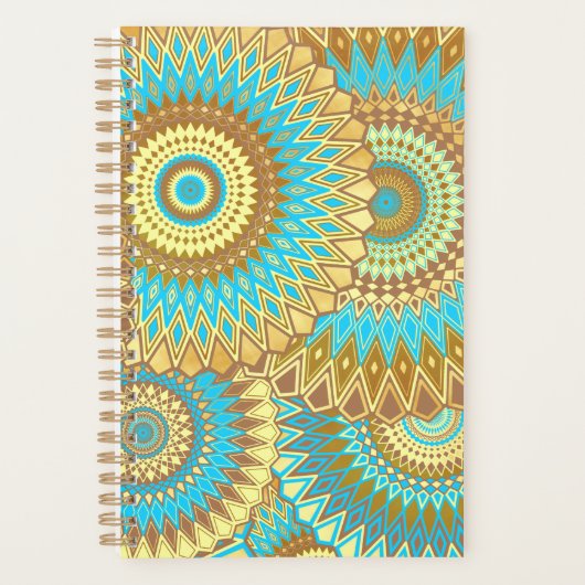 Overlapping Mandala Blauw Bruin Goud Planner (Voorkant)