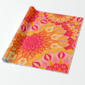 Overlapping Mandala Oranje Roze Geel Cadeaupapier (Uitgerold)