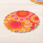 Overlapping Mandala Oranje Roze Geel Kartonnen Onderzetters (Gekanteld)