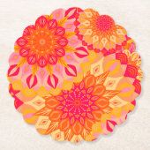 Overlapping Mandala Oranje Roze Geel Kartonnen Onderzetters (Voorkant)