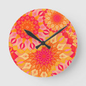 Overlapping Mandala Oranje Roze Geel Ronde Klok (Voorkant)