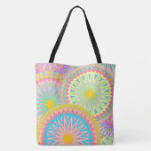 Overlapping Mandala Roze Blauw Geel Mint Paars Tote Bag (Achterkant)
