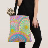 Overlapping Mandala Roze Blauw Geel Mint Paars Tote Bag (Dichtbij)