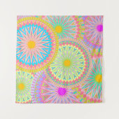 Overlapping Mandala Roze Blauw Geel Mint Paars Wandkleed (Voorkant (horizontaal))