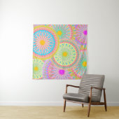 Overlapping Mandala Roze Blauw Geel Mint Paars Wandkleed (In Situ (horizontaal))