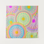 Overlapping Mandala Roze Blauw Geel Mint Paars Wandkleed (Voorkant)