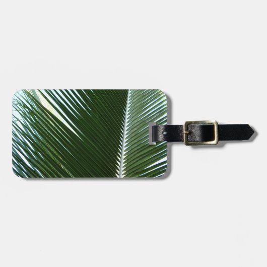 Overlapping Palm Fronds Tropical Green Abstract Bagagelabel (Voorkant horizontaal)