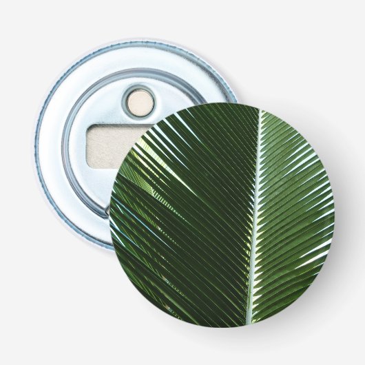 Overlapping Palm Fronds Tropical Green Abstract Button Flesopener (Voorkant)
