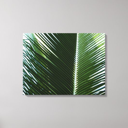 Overlapping Palm Fronds Tropical Green Abstract Canvas Afdruk (Voorkant)