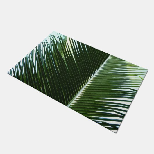 Overlapping Palm Fronds Tropical Green Abstract Deurmat (Schuin)