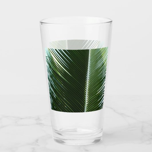 Overlapping Palm Fronds Tropical Green Abstract Glas (Achterkant)