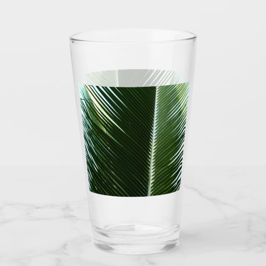 Overlapping Palm Fronds Tropical Green Abstract Glas (Voorkant)