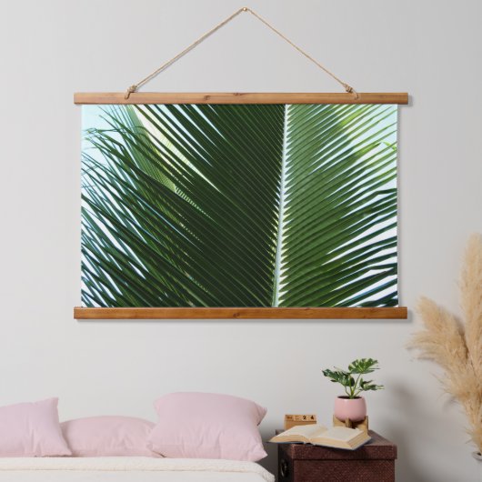 Overlapping Palm Fronds Tropical Green Abstract Hangend Wandkleed (Slaapkamer)