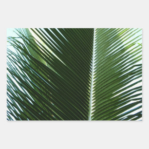 Overlapping Palm Fronds Tropical Green Abstract Inpakpapier Vel