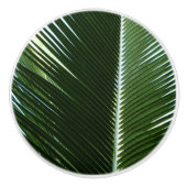 Overlapping Palm Fronds Tropical Green Abstract Keramische Knop (Voorkant)