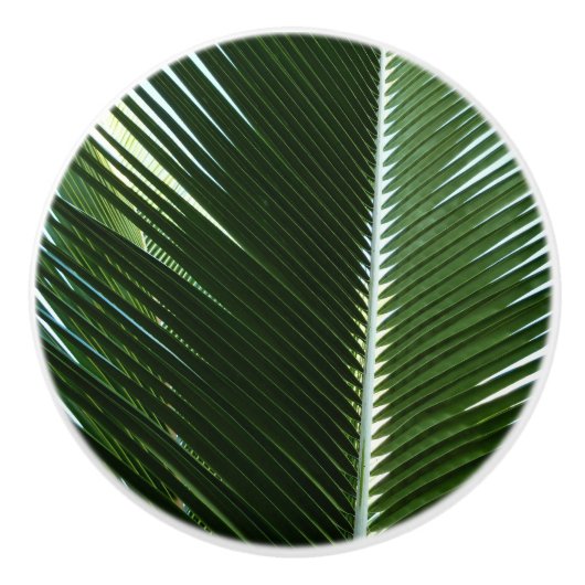 Overlapping Palm Fronds Tropical Green Abstract Keramische Knop (Voorkant)