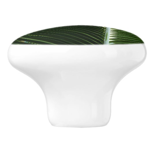 Overlapping Palm Fronds Tropical Green Abstract Keramische Knop (Zijkant)