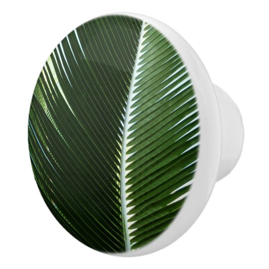 Overlapping Palm Fronds Tropical Green Abstract Keramische Knop (Rechts)