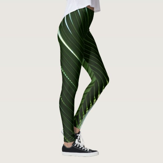 Overlapping Palm Fronds Tropical Green Abstract Leggings (Rechts)