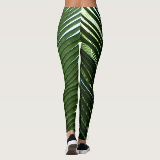 Overlapping Palm Fronds Tropical Green Abstract Leggings (Achterkant)