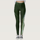 Overlapping Palm Fronds Tropical Green Abstract Leggings (Voorkant)