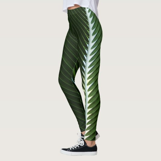 Overlapping Palm Fronds Tropical Green Abstract Leggings (Links)