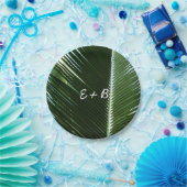 Overlapping Palm Fronds Tropical Green Abstract Papieren Bordje (Feest)